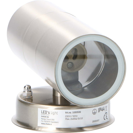 LED-Außenwandstrahler – 2x GU10-Fassung – Nach oben und unten gerichtetes Licht – Schutzart IP44 – Edelstahl – Silber
