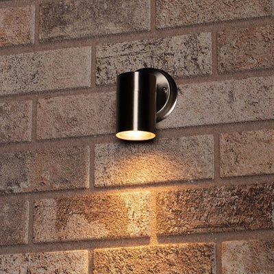LED-Wandleuchte außen - GU10 Fassung - Edelstahl silber - IP44 - Spritzwassergeschützt - 230V