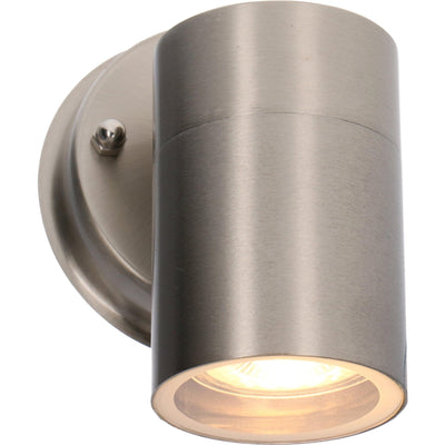 LED-Wandleuchte außen - GU10 Fassung - Edelstahl silber - IP44 - Spritzwassergeschützt - 230V