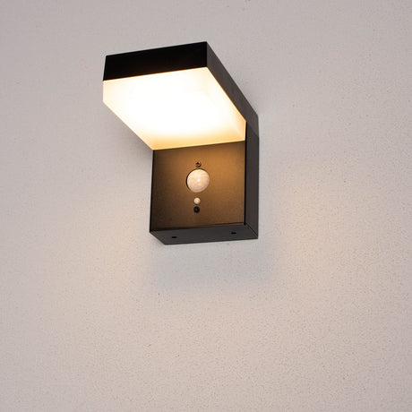 LED Solar Wandlamp 600 lumen - Warmwit 2700K - Bewegingssensor - IP44 - RVS - Vierkant - Zwart