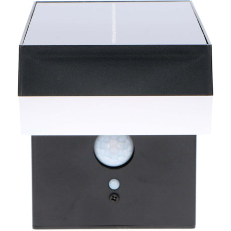 LED Solar Wandlamp 600 lumen - Warmwit 2700K - Bewegingssensor - IP44 - RVS - Vierkant - Zwart