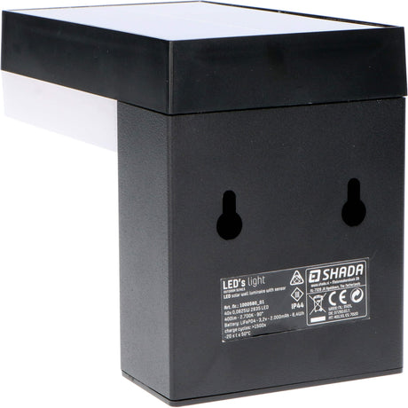 LED Solar Wandlamp 600 lumen - Warmwit 2700K - Bewegingssensor - IP44 - RVS - Vierkant - Zwart