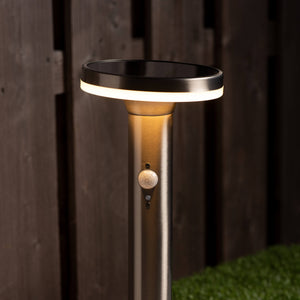 LED Solar Lantern - 600 lumens - Warm white 2700K - Motion sensor - 3 settings - IP44 - Stainless steel silver