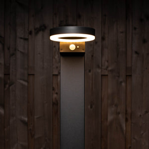 LED Solar Lantern 600 Lumen - Motion Sensor - 3 Modes - Stainless Steel - Black