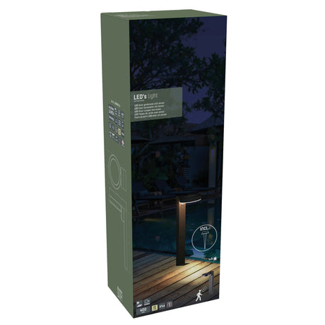 LED Solar Lantaarnpaal 600 Lumen - Bewegingssensor - 3 Standen - RVS - Zwart