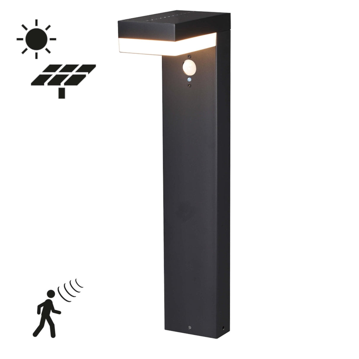 LED's Light RVS Solar LED Garden Lamp Pole Lamp with Motion Sensor - Wireless - 3 Modes - Black