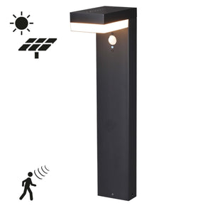 LED-Solar-Gartenleuchte, 600 Lumen – Warmweiß (2700 K) – Bewegungsmelder – Schutzart IP44 – Edelstahl – Schwarz