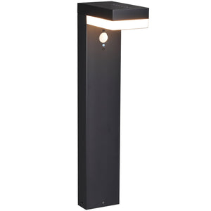 LED-Solar-Gartenleuchte, 600 Lumen – Warmweiß (2700 K) – Bewegungsmelder – Schutzart IP44 – Edelstahl – Schwarz