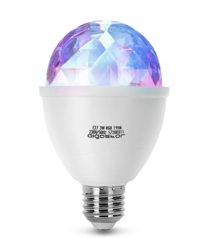 Disco-Lampe mit E27-Fassung | LED 3W | RGB mehrfarbig | drehen