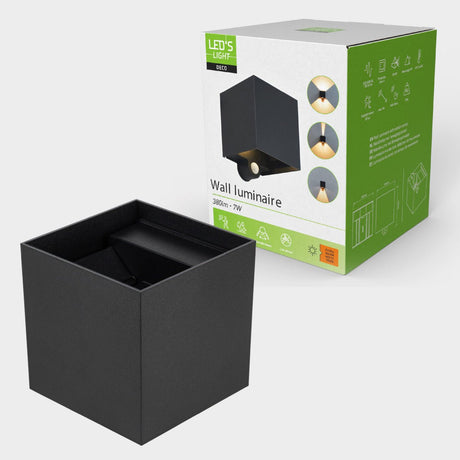 Lumo Qube Sensor Wall Lamp Outdoor Lamp with Light Source - 380lm 1800K - Black