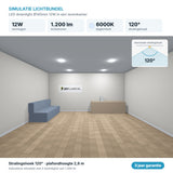 Simulatie lichtbundel LED downlight Ø145mm 12W 1.200 lm daglichtwit 6000K 120°