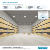 Simulatie lichtbundel LED high bay UFO 150W 18.000 lm koelwit 4000K 90°