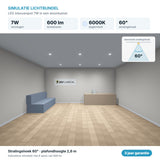 Lichtsimulation LED-Einbaustrahler 7W 600 lm Tageslichtweiß 6000K 60°
