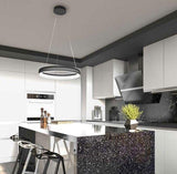 Smarte LED Pendelleuchte Ring 60 cm - Steuerbar mit Fernbedienung und App - Weiß &amp; Farbe - Schwarz