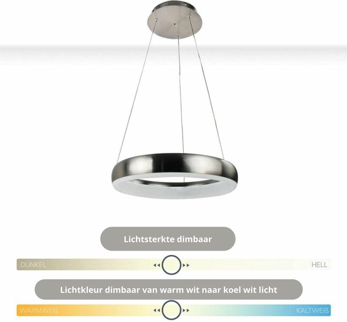 Smart LED Pendant Lamp round 60 cm - Operable with remote control and app - White &amp; Color - Silver