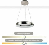 Smart LED Pendant Lamp round 60 cm - Operable with remote control and app - White &amp; Color - Silver