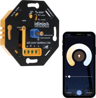 Smart WiFi LED Dimmer - 250W - App Bediening - Fase Afsnijding en Aansnijding - Zwart
