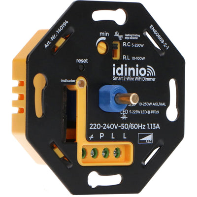 Smart WiFi LED Dimmer - 250W - App Bediening - Fase Afsnijding en Aansnijding - Zwart