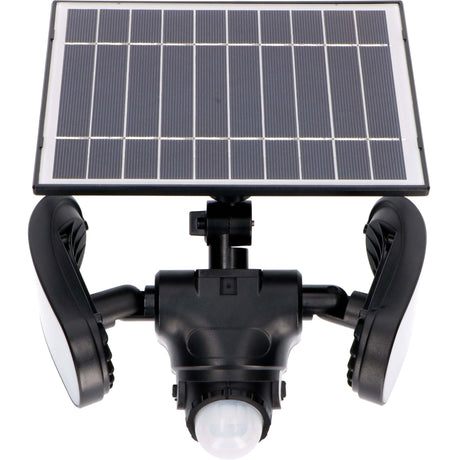 LED solar schijnwerper 1000 lumen - koelwit 5000K - bewegingssensor - afneembaar zonnepaneel - IP44 waterdicht - zwart - 230V