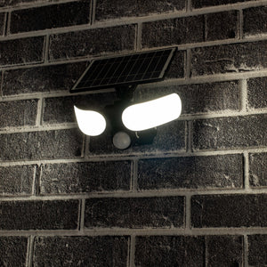 LED-Solarstrahler, 1000 Lumen – Kaltweiß (5000 K) – Bewegungsmelder – abnehmbares Solarpanel – IP44 wasserdicht – Schwarz – 230 V