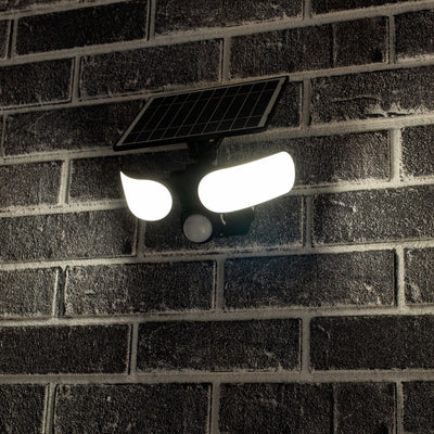 Proyector solar LED de 1000 lúmenes - Blanco frío 5000K - Sensor de movimiento - Panel solar desmontable - IP44 impermeable - Negro - 230V