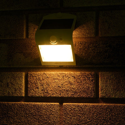 Lámpara de pared solar LED con sensor de movimiento 220 - 3 modos de iluminación - encendido/apagado automático - blanca