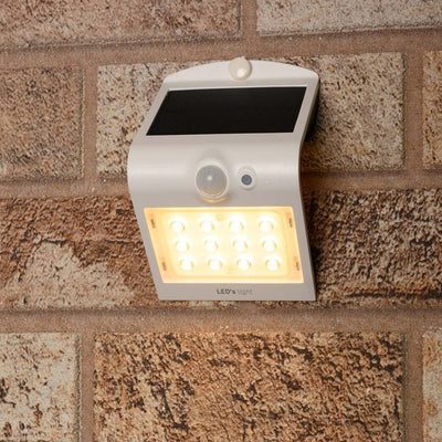 Lámpara de pared solar LED con sensor de movimiento 220 - 3 modos de iluminación - encendido/apagado automático - blanca