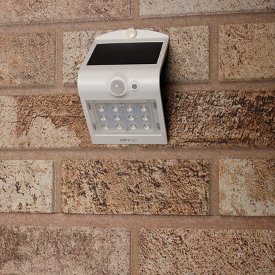 Lámpara de pared solar LED con sensor de movimiento 220 - 3 modos de iluminación - encendido/apagado automático - blanca