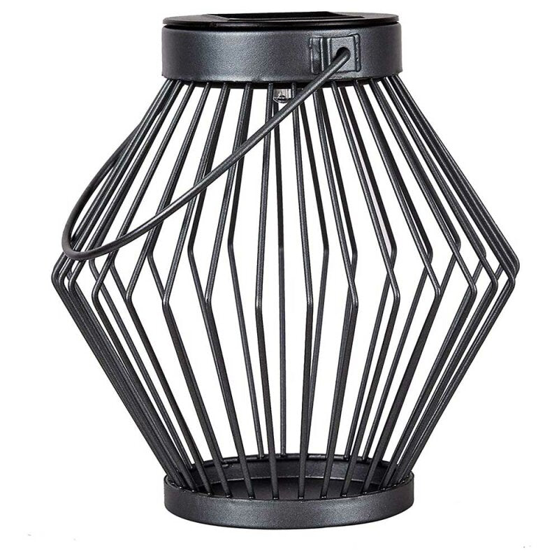 Solar-LED-Laterne aus Rattan, 17 cm – Kabellos, solarbetrieben – Grau