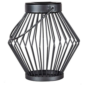 Solar LED Lantern Rattan 17 cm - Wireless on solar power - Gray
