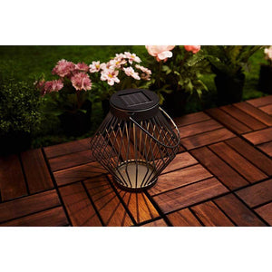 Solar LED Lantern Rattan 17 cm - Wireless on solar power - Gray