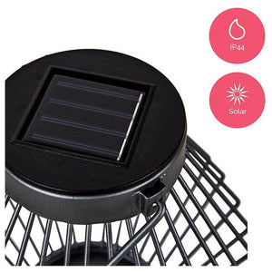 Solar LED Lantern Rattan 17 cm - Wireless on solar power - Gray