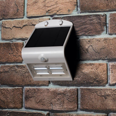 LED Solar Wall Light - Motion Sensor - Warm White 3000K - 400 lm - IP65 - 3 Light Modes - White