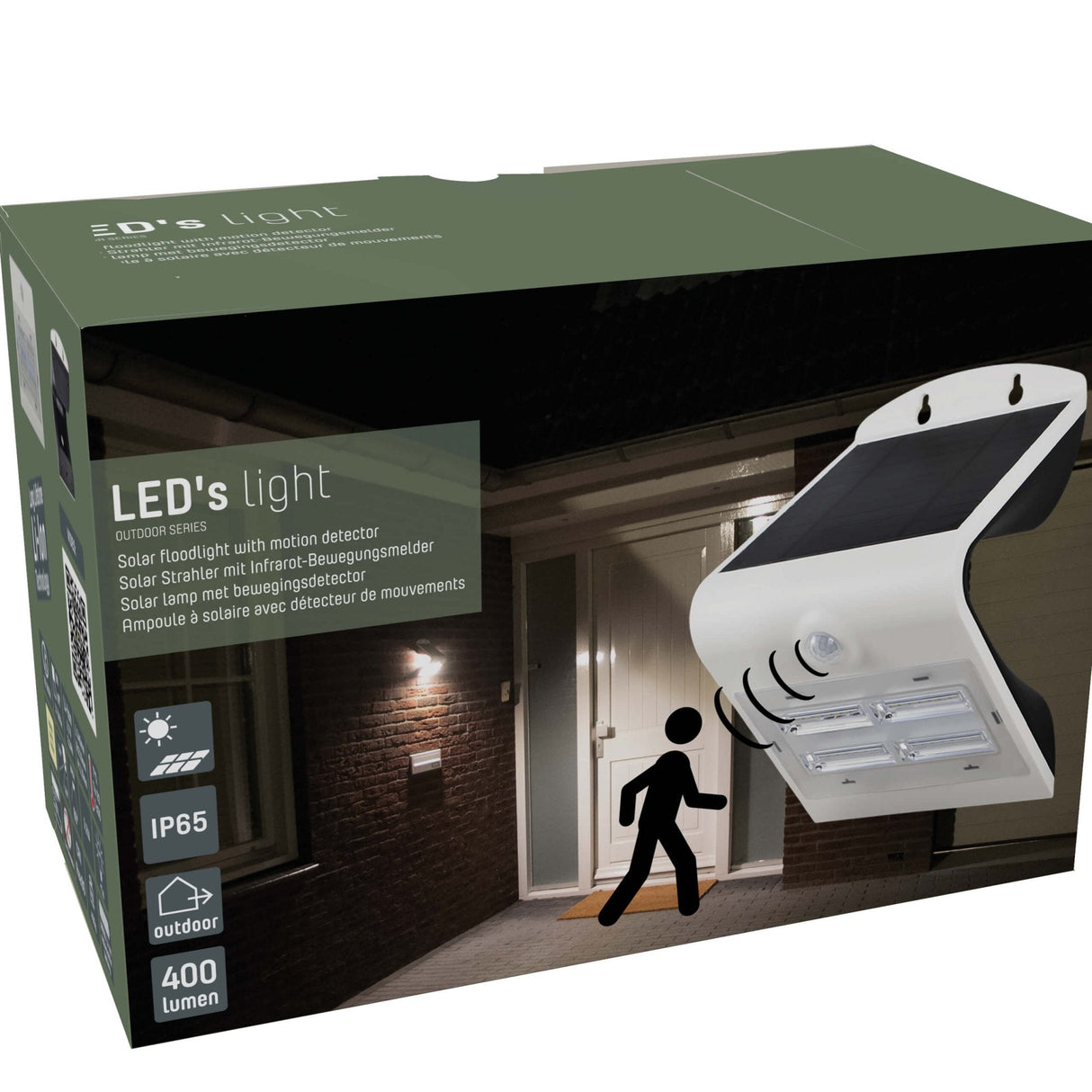 LED's Light Solar LED Wall Lamp with Motion Sensor 400 - 3 light modes - Automatic on/off - White