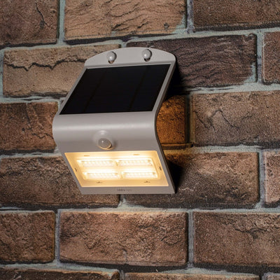LED Solar Wall Light - Motion Sensor - Warm White 3000K - 400 lm - IP65 - 3 Light Modes - White