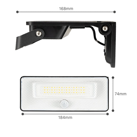 Slim Solar LED Buitenlamp 1600 lm met sensor - Bewegingssensor en nachtsensor - Draadloos - Zwart