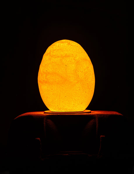 Special edition LED lamp in ei-vorm met een warme, gele gloed als sfeerverlichting