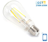 Carbon filament lamp E27 6W WiFi CCT 2700K-6500K | ST64 - warm white - daylight white LED ~ 850 Lumen - clear glass - 230 Volt