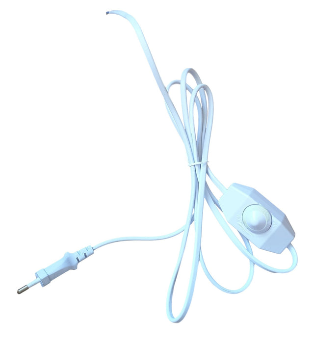 Stekkersnoer wit + dimmer 1A - 200W | snoerdimmer 2 - aderig 180 cm 230V~ - LEDPLANET.NL