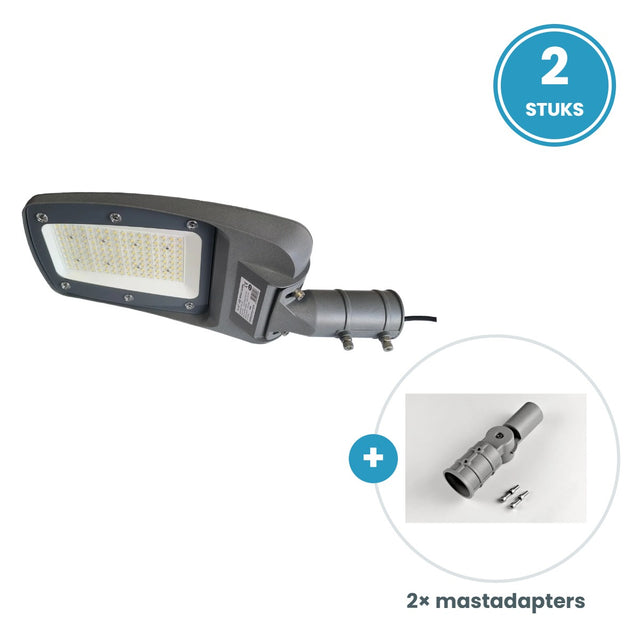 2× 100W straatlamp + 2 mastadapters