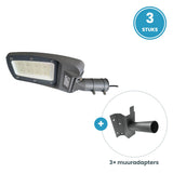 3× 100W straatlamp + 3 muuradapters