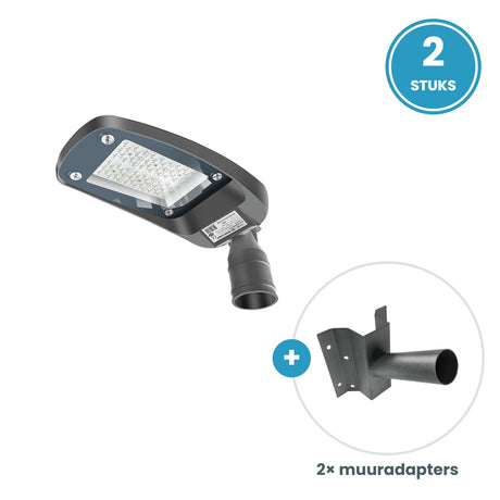 2× 60W straatlamp + 2 muuradapters