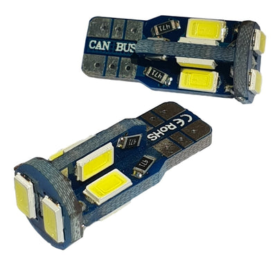 T10 car bulb W5W 2 pieces | 10 - SMD daylight white 6000K | CAN bus 12V DC - LEDPLANET.NL