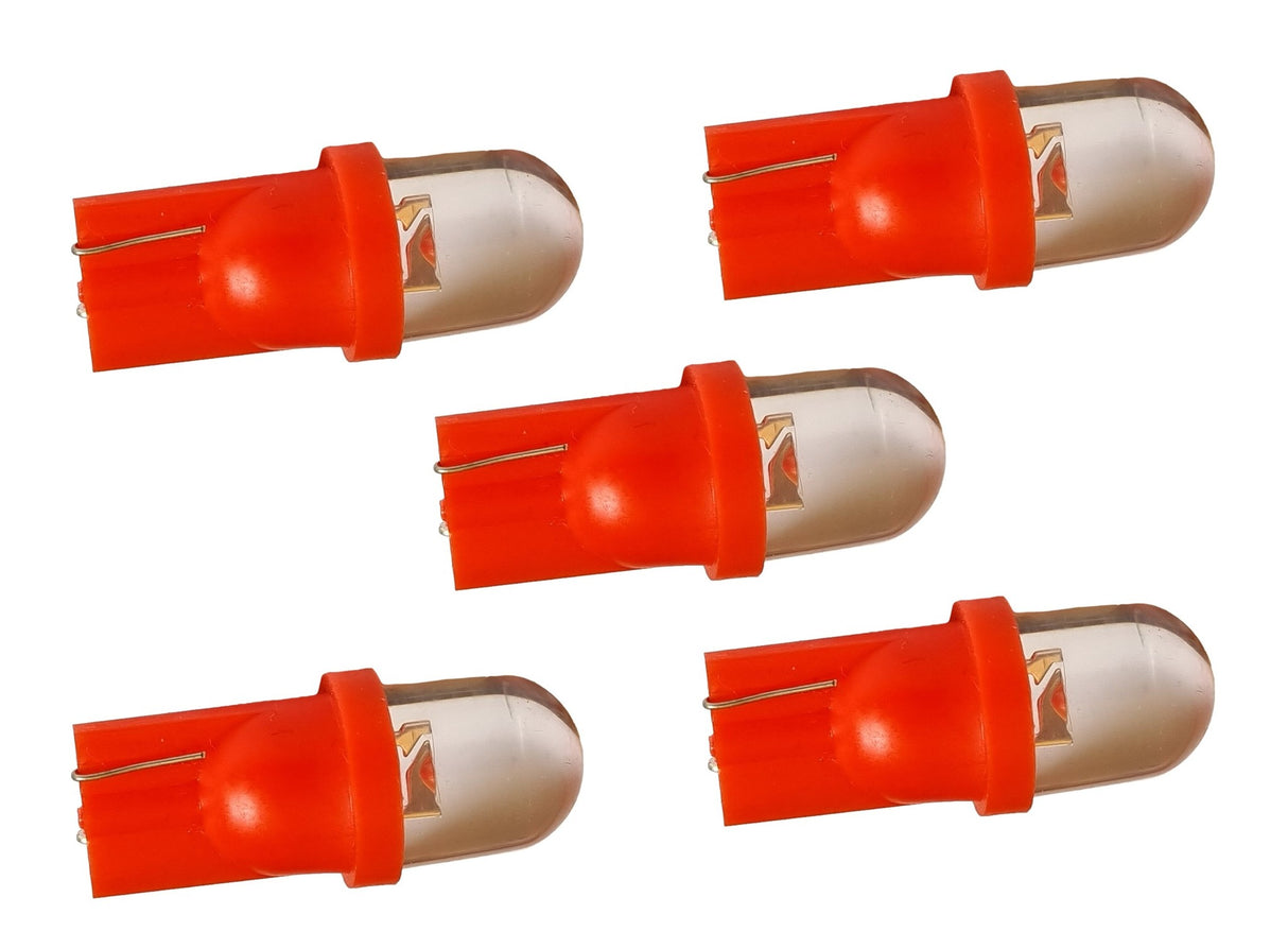 T10 autolamp 5 stuks | dashbordverlichting | rood | LED 12V DC