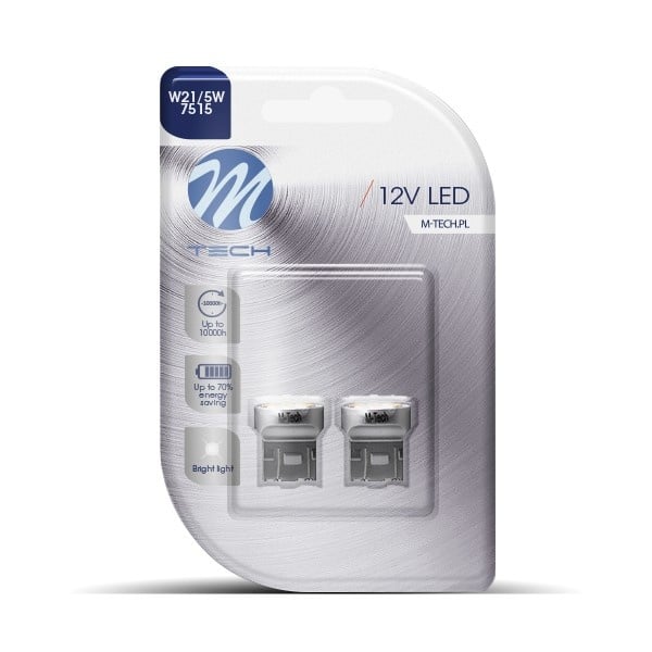 T20 W21/5W set | autoverlichting LED 2 stuks | 9 - SMD daglichtwit | 12V DC - LEDPLANET.NL