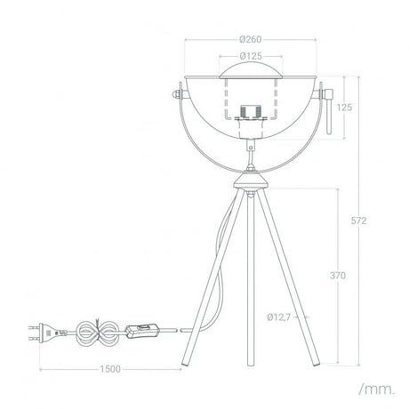 Industrielle Tischlampe | Dreibeinstativ | außen schwarz – innen gold | 57 cm x 26 cm – LEDPLANET.NL