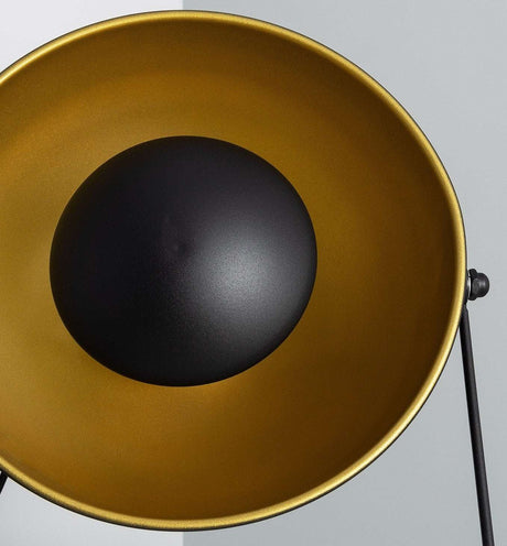 Industrielle Tischlampe | modernes Design | außen schwarz – innen gold | 30 cm x 30 cm – LEDPLANET.NL
