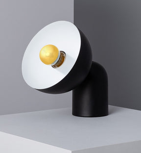 Industrielle Tischlampe | modernes Design | außen schwarz – innen weiß | 23 cm x 16 cm – LEDPLANET.NL