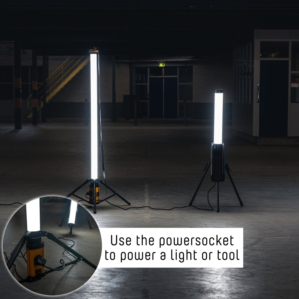 LED's Work Tripod Bouwlamp 12000 - 360 graden rondom licht - Extra stopcontact aansluiting - IP54 waterdicht - 100W