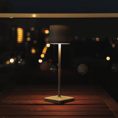 Lampe de table LED rechargeable 175 lumens - Intensité variable - 3 couleurs de lumière - Tactile - IP54 - Grise